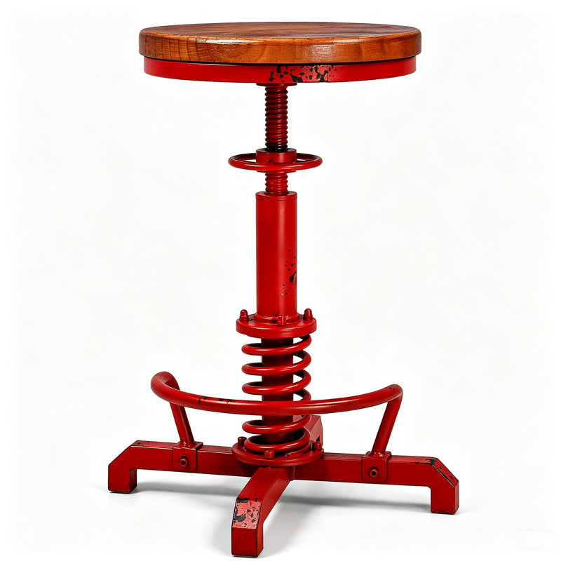 Javin Adjustable Height Counter Stool, Red, 1