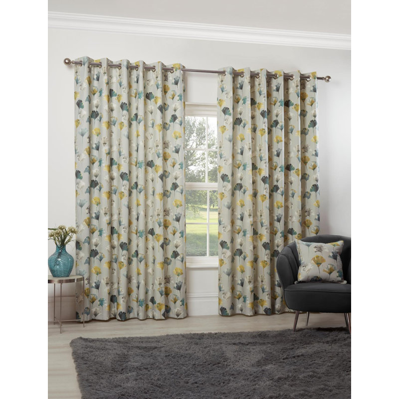 Staats Cotton Blend Room Darkening Curtain Pair, Ochre/Chartreuse, 116.84cm W x 182.88cm L
