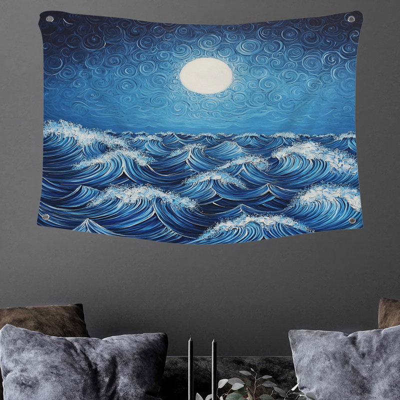 Tapisserie murale «vagues océan», H 68 po x l 80 po