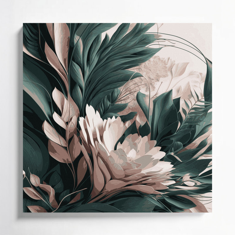 Abstract Florals 28 Green Canvas Wall Art, 12" H x 12" W