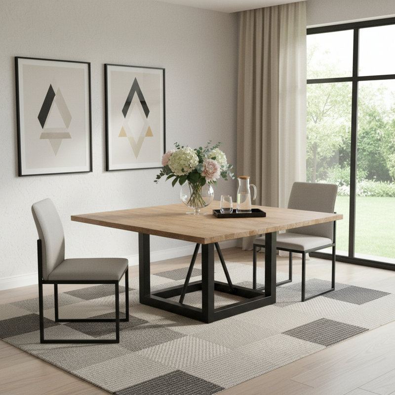 Table de salle à manger Gracie Mills, Natural Wood / Black