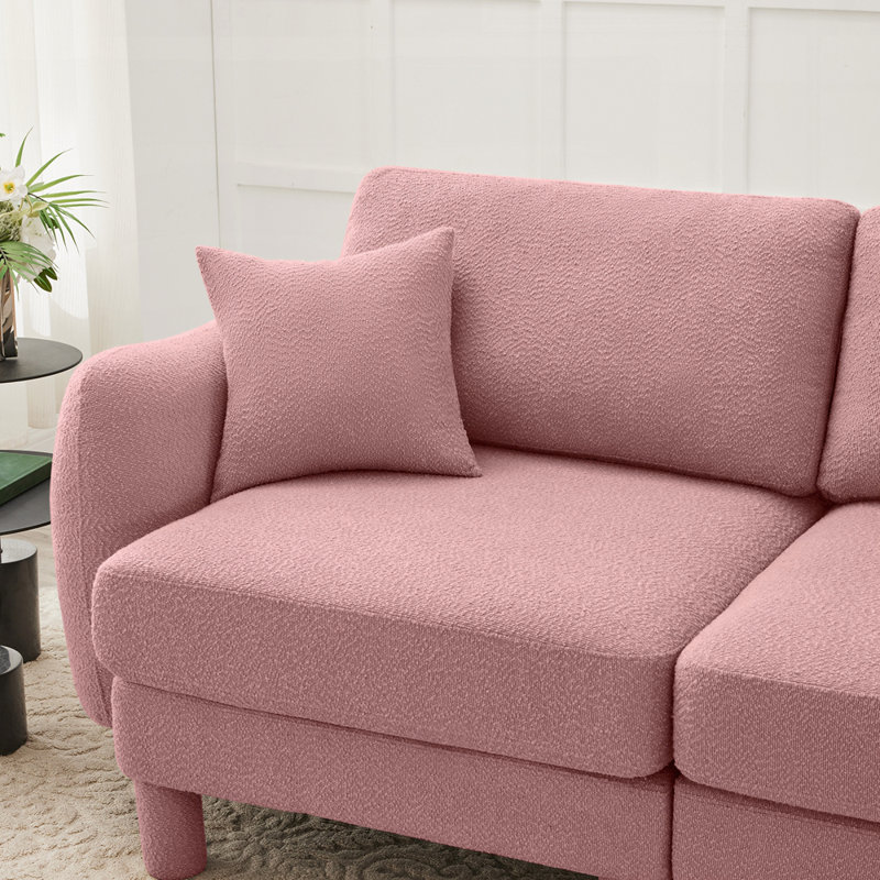Canapé modulaire à 2 places avec accoudoirs en forme de coquillage et repose-pieds amovible Boucle, Rose