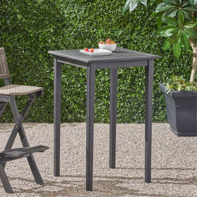 Table de bar d'extérieur carrée en bois d'acacia minimaliste - Gris foncé