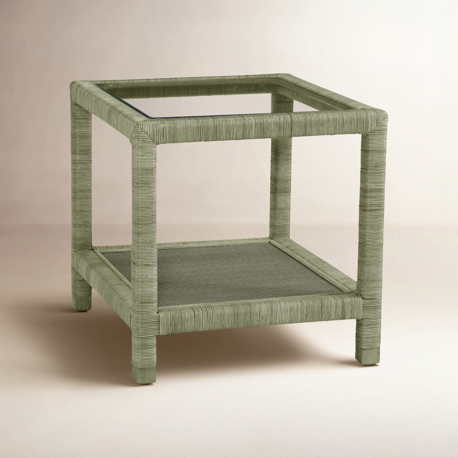 Graham Glass End Table, Greystone