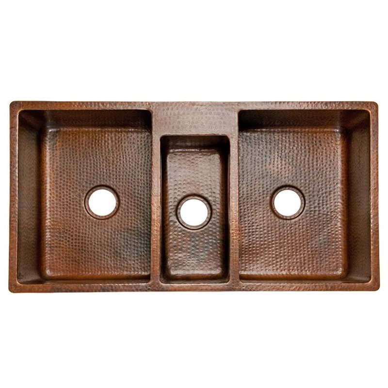 42'' L Drop-In Triple Basin Kitchen Sink, Oil Rubbed Bronze