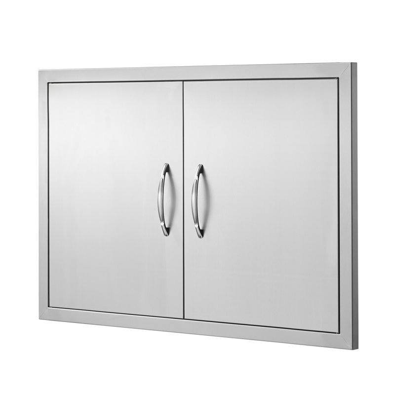 Armoire de rangement encastrée avec loquets magnétiques Premium en acier inoxydable 33 po x 22 po pour îlot de cuisine Premium