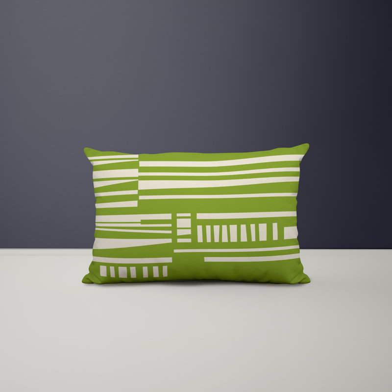 Polyester Lumbar Rectangular Indoor/Outdoor Pillow Cover & Insert, Chartreuse