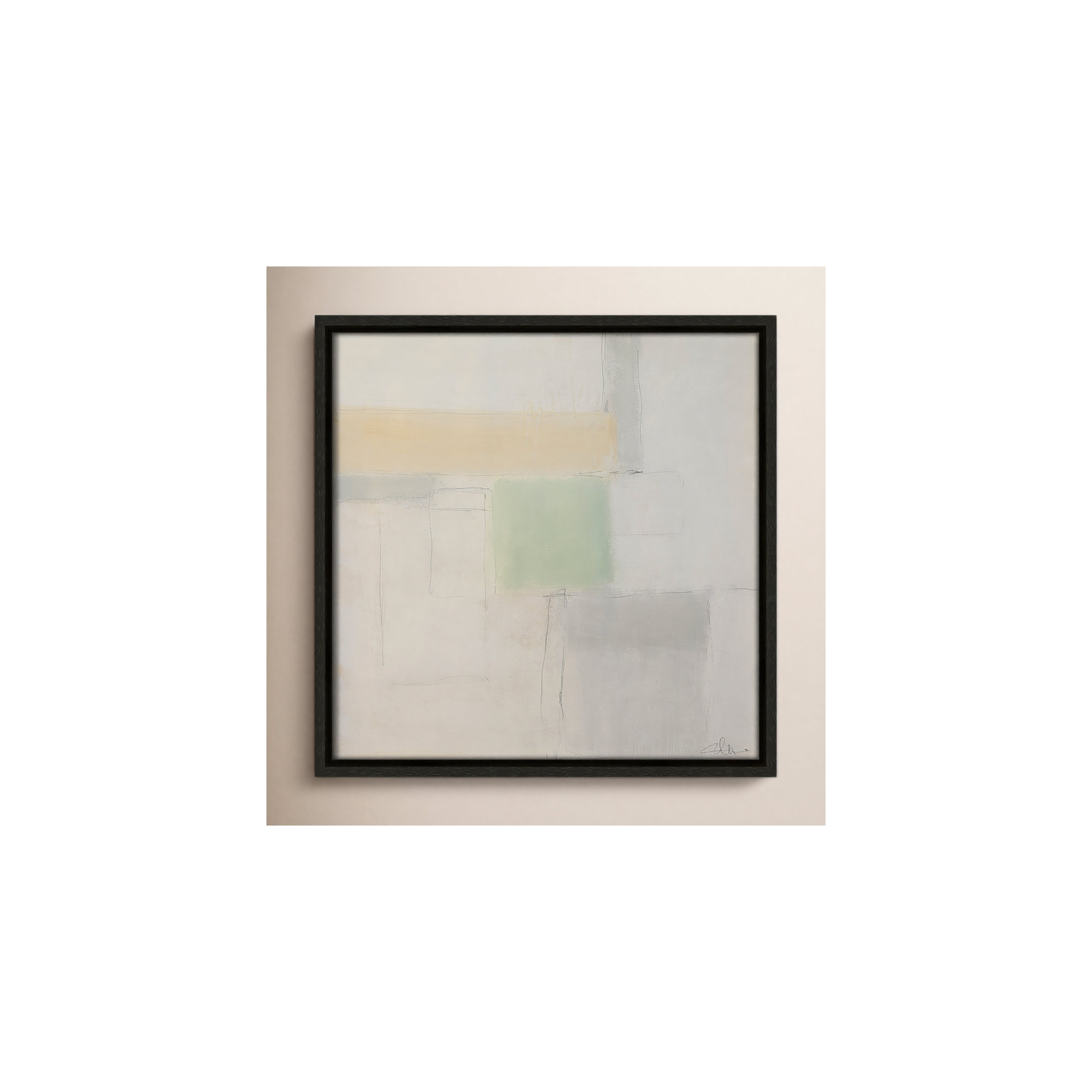 Powder Room Whispers-I by - Floater Frame Print on Canvas, 13.5" H x 13.5" W x 2" D, Espresso Framed