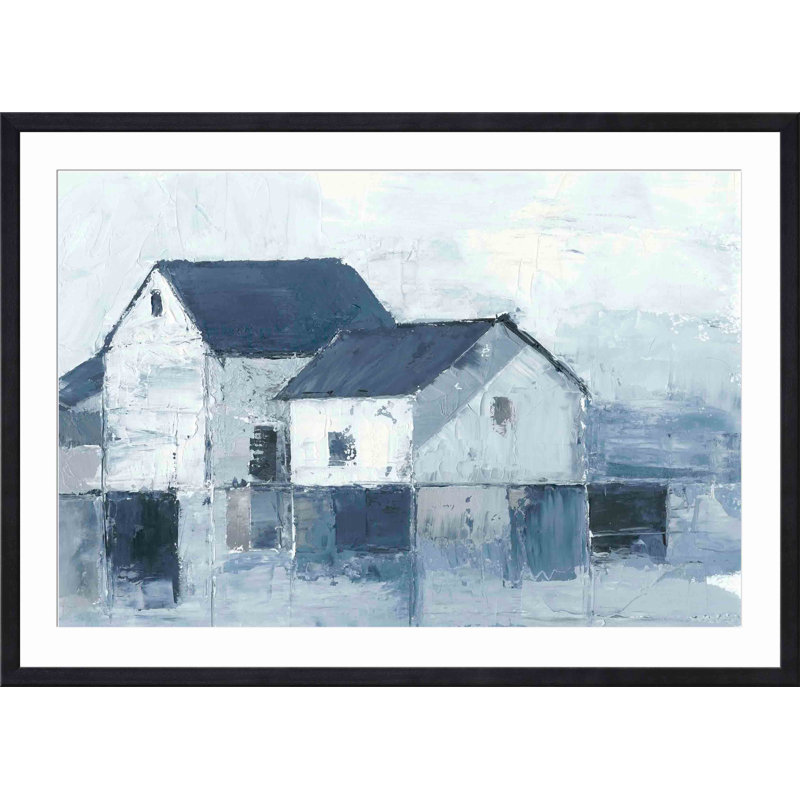 «Indigo Barns I» par Ethan Harper - peinture encadrée, Noir, H 20 po x l 30 po
