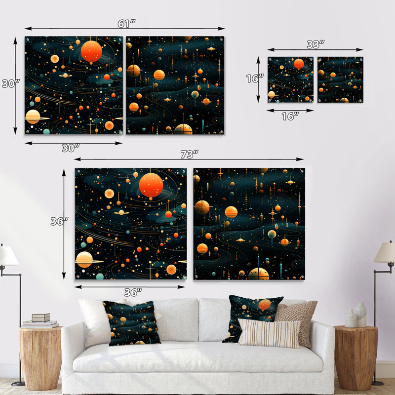 Knapen - Ensemble de 2 peintures murales abstraites en acrylique, H 36 po x l 73 po