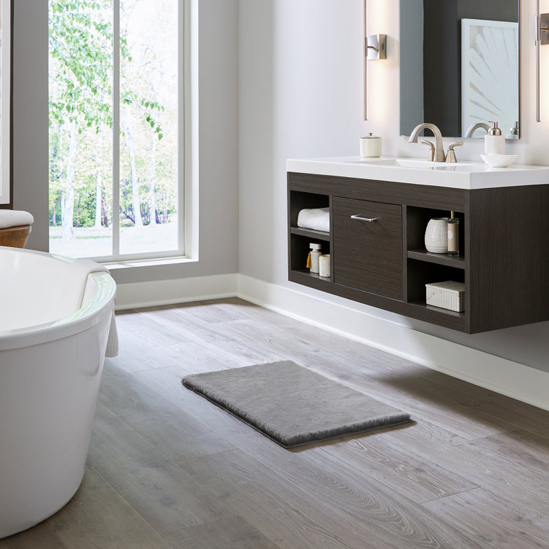 Tapis pour salle de bain antidérapant, gris