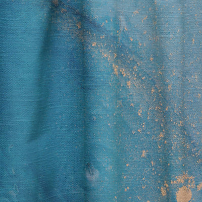 Bleu et orange liquide Art II - rideau moderne - velours obscurcissant - 1 panneau