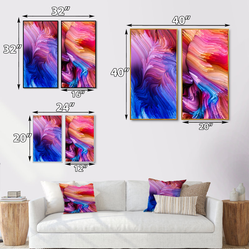 Ensemble de 2 reproductions d'art sur toile - Elegance of liquide Art X III, H 20 po x l 24 po x P 1 po, Cadre flottant doré
