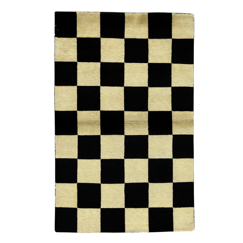 High-Quality Hand-Knotted Gold Area Rug, Rectangle 46" x 70"
