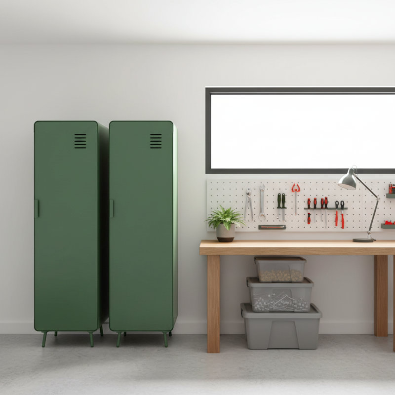 Ensemble de 2 armoires de rangement en métal avec tablette réglable pour outils et équipement, vert armée
