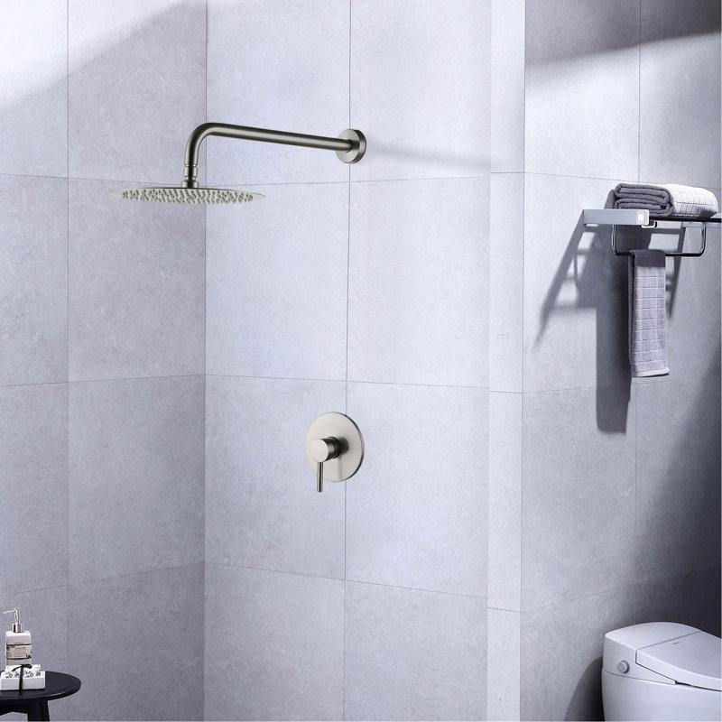 Robinet de douche mural en nickel brossé élégant avec valve