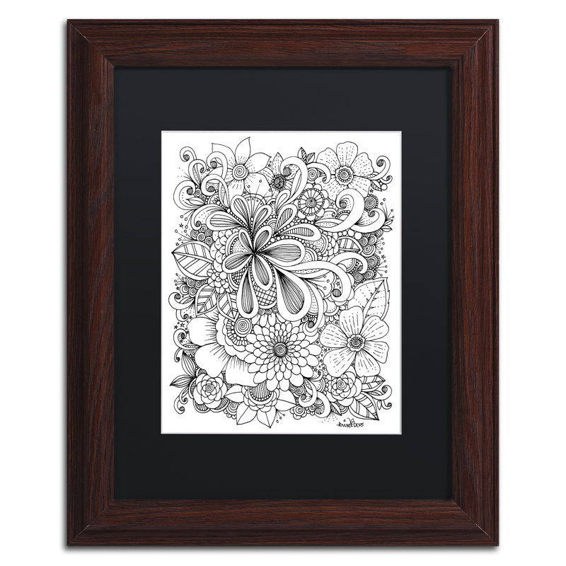 « zendoodle », impression sur toile encadrée, H 14 po x l 11 po x P 0,5 po, Noir, Toile avec cadre brun