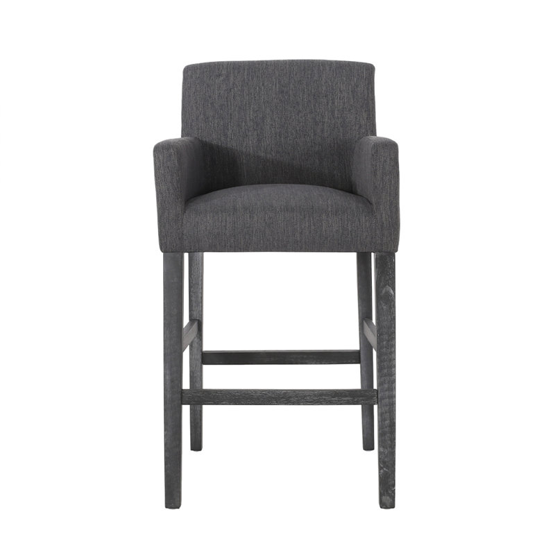 Gray Diamond-Tufted Swivel Bar Stool with Metal Base