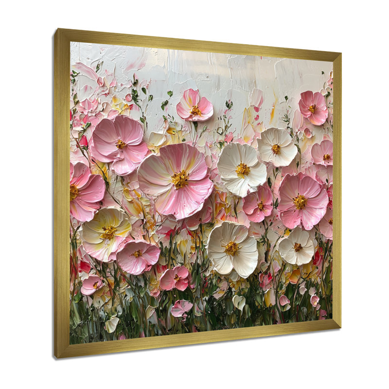Décoration murale rose pastel crème de fleurs sauvages champ III - Fleurs sauvages, Reproduction encadrée d'une seule photo