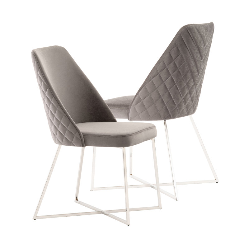 Saana 49cm H Velvet Upholstered Side Chair, Grey