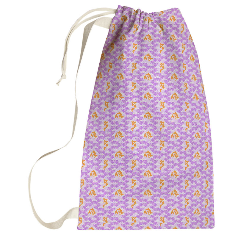 Sac à linge à poissons vagues koi, Petit (H 64 po x l 20 po x P 1,5 po), Mauve