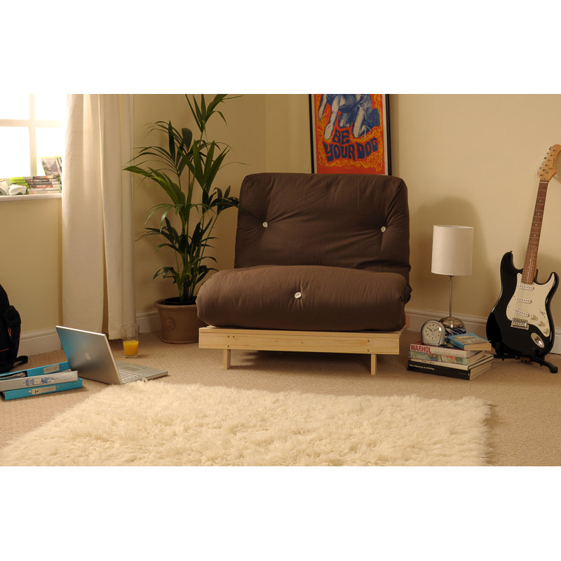 Arlete Upholstered Futon Chair, Chocolate, 76cm H x 91cm W x 78cm D