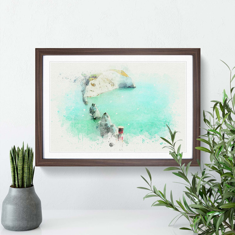 The Needles Isle of Wight in Abstract - Picture Frame Graphic Art Print, Walnut Framed, 27cm H x 36cm W x 2cm D