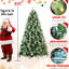 Arbre de Noël de 7 pi équipé de 400 lumières à DEL blanc chaud, 1348 pointes d'aiguilles mixtes et dures, 82 branches de pin, installation facile à charnières pour un joyeux matin, branches pré-enfilées, assemblage sans effort et