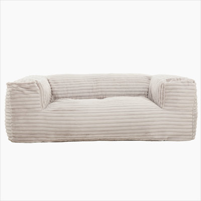 Fauteuil à billes en mousse à mémoire de forme 71 pouces avec accoudoirs, beige