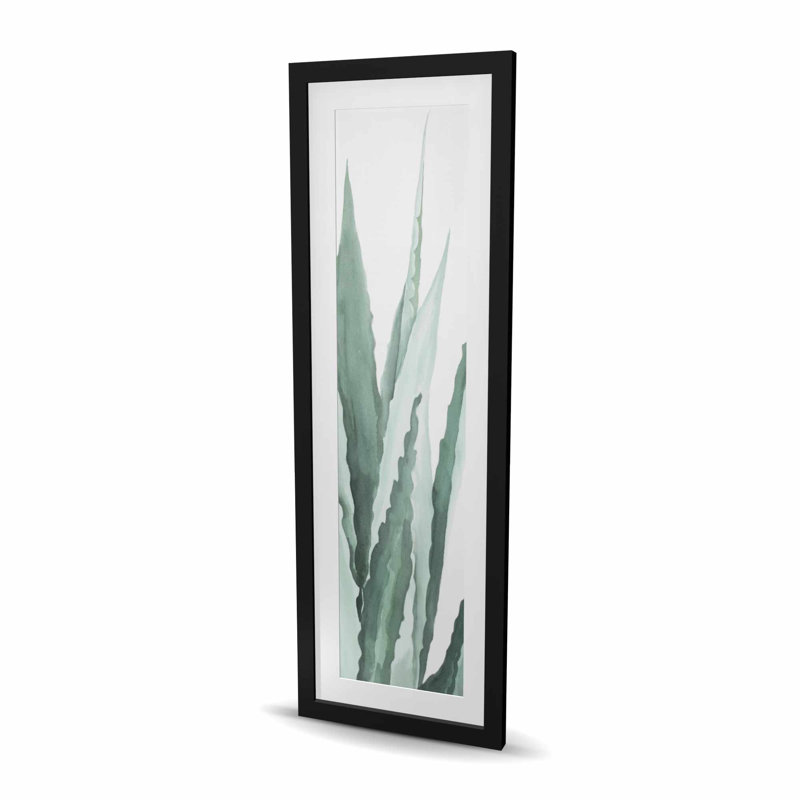 Aquarelle, plante agave - impression florale encadrée verte