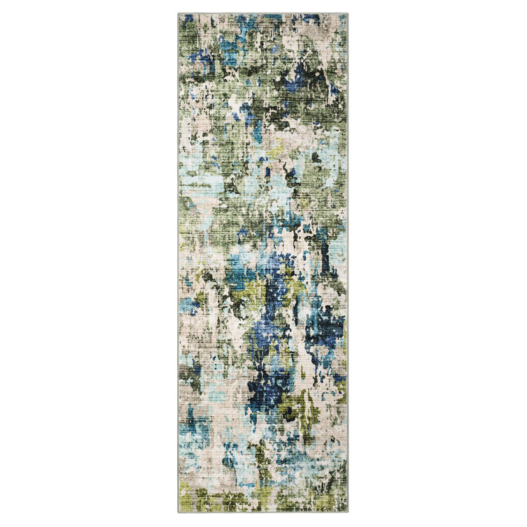 Abstract Machine Washable Rug with Rubber Backing for Living Room Modern Non-Slip Dining Room Rug Easy-Cleaning Floor Carpet for Bedroom Hallway Kitchen