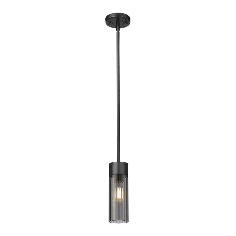 Luminaire suspendu 8 lumières Empire, Plaqué couleur fumée, H 9,63 po x l 3,13 po x P 3,13 po, Noir mat