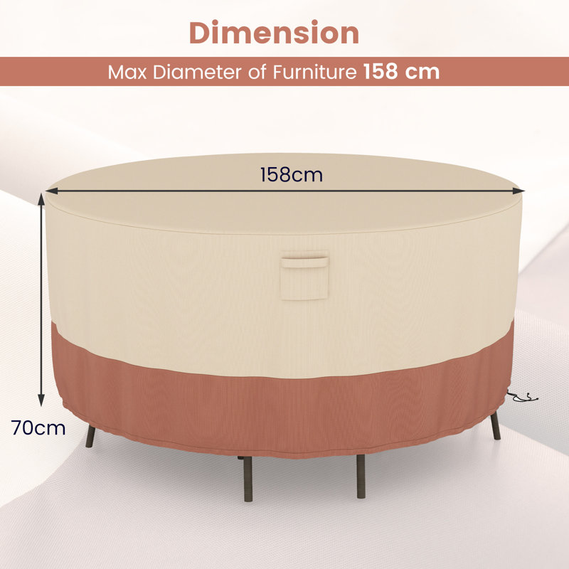 Outdoor Patio Dining Set Cover, 70cm H x 158cm W x 158cm D