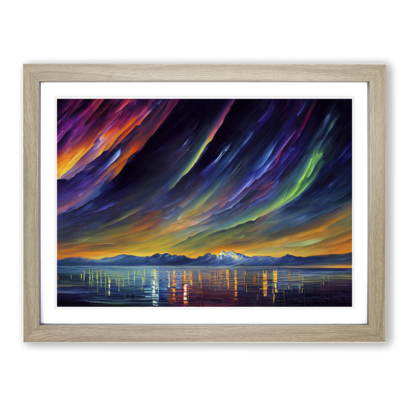 Special Aurora Borealis Vol.2 Abstract - Single Picture Frame Painting, 46cm H x 64cm W x 2cm D, Oak