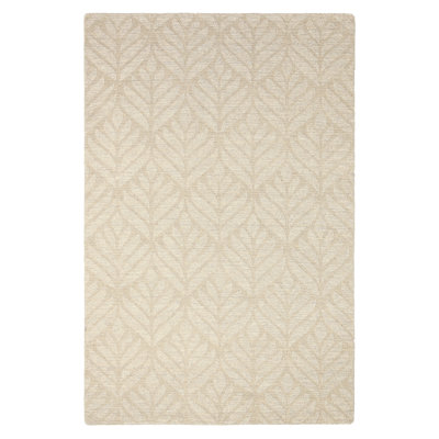 Textured Leaf Hand Loomed Beige Area Rug