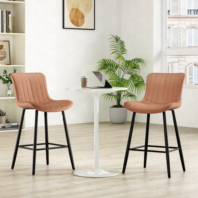 Ensemble de 2 tabourets de comptoir, Brun