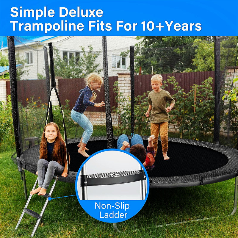 Trampoline de style roman avec filet d'enclos