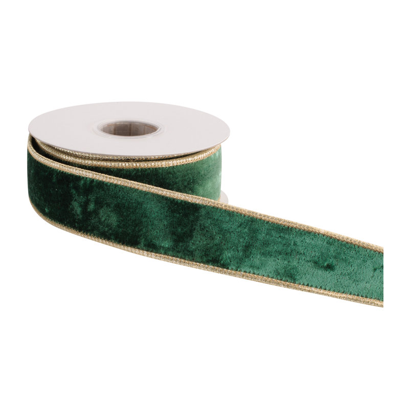 Ruban de velours câblé (ensemble de 2), Vert, or