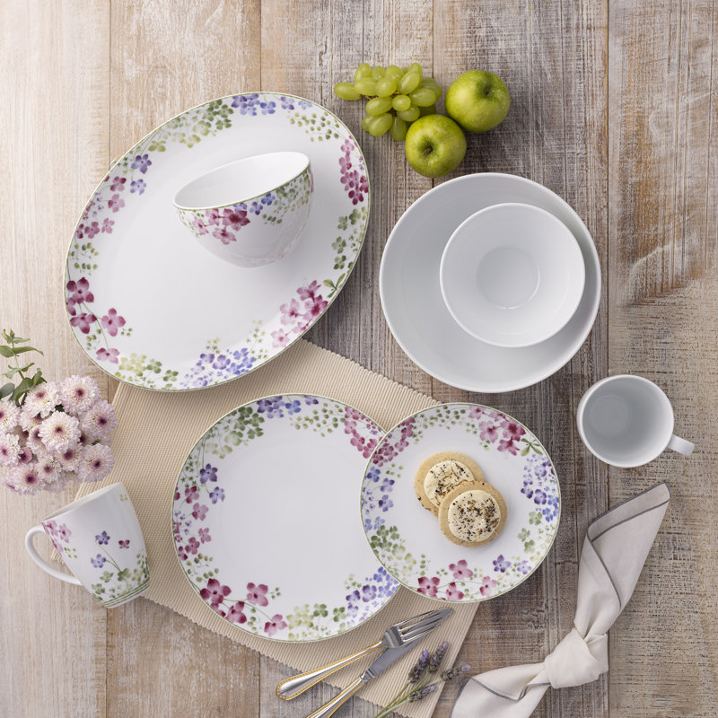 Assiettes plates Noritake Bloomington Road, 10 1/2 po, Bleu / vert / rose / mauve