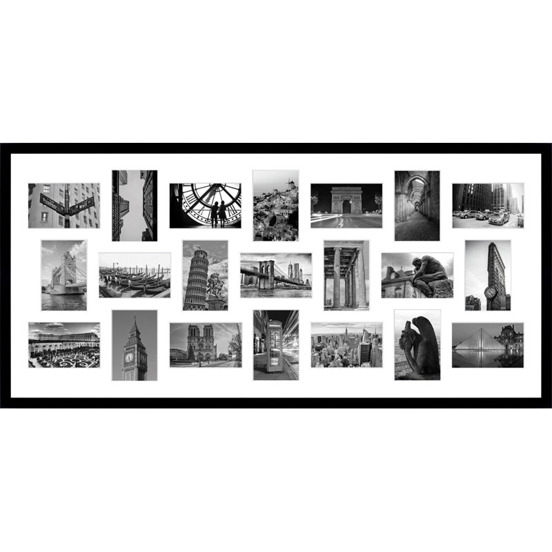 Adar Wood Picture Frame with Mat, Black