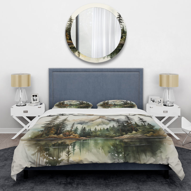 Ensemble de housse de couette Watercolor Mountain Dreamscape - Mountains, Housse de couette très grand et 2 très grandes t