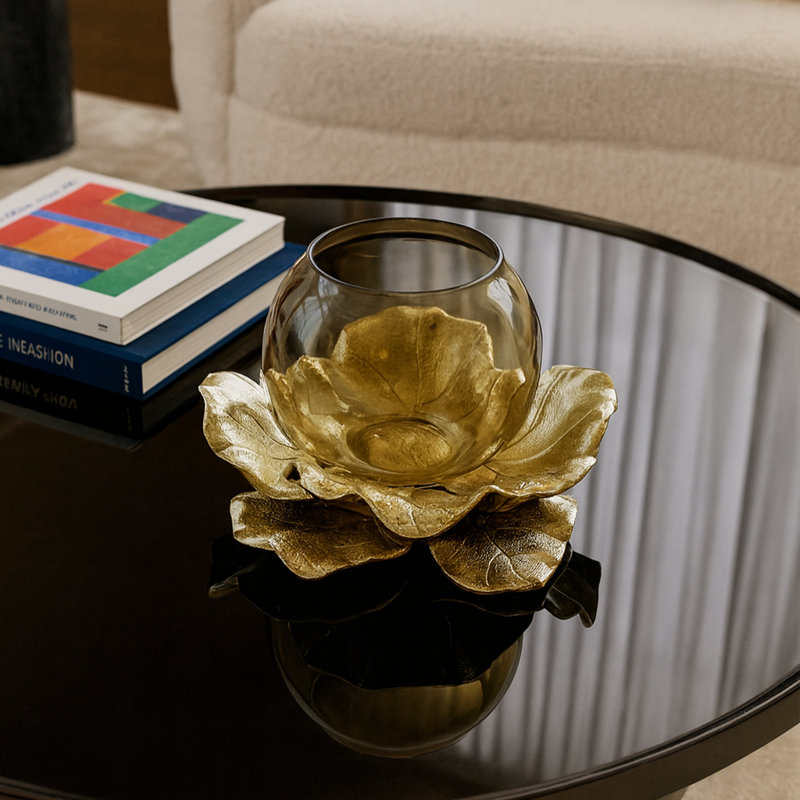 Handmade Decorative Glass Aluminum Bowl — Modern Centerpiece for Your Home
