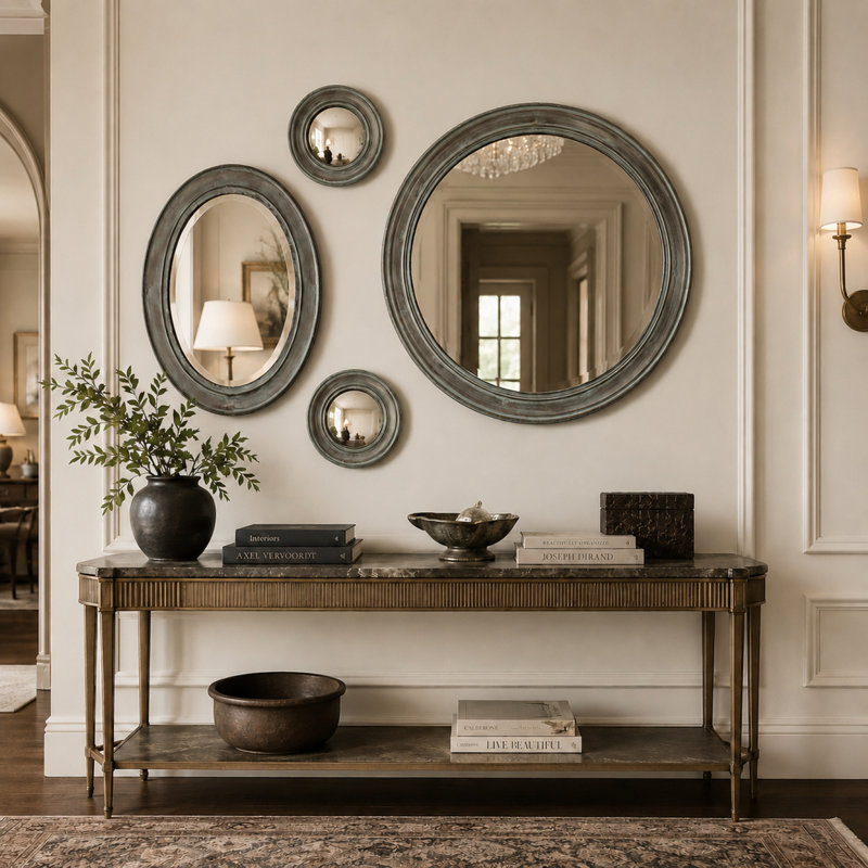 Cerne Convex Metal Wall Mirror, 12.5" H x 12.5" W