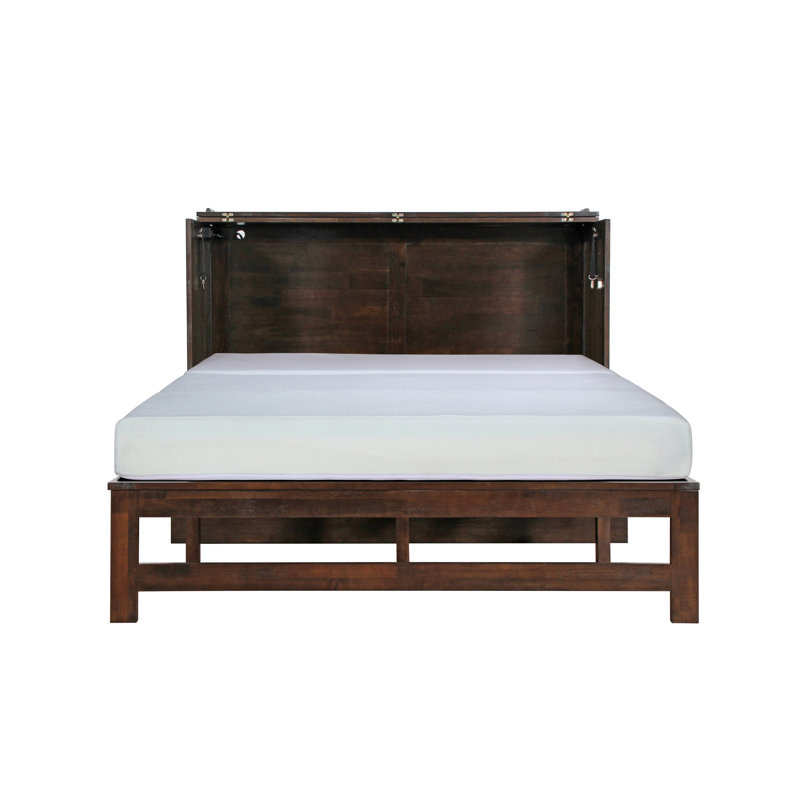 Jarita Solid Wood Murphy Storage Bed, Java