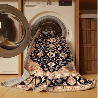 Machine Washable Persian Brown Area Rug