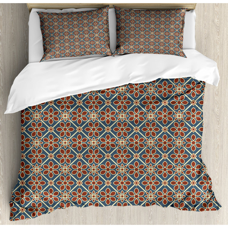 Traditional Floral Duvet Cover, Queen Duvet Cover + 2 Pillow Sham