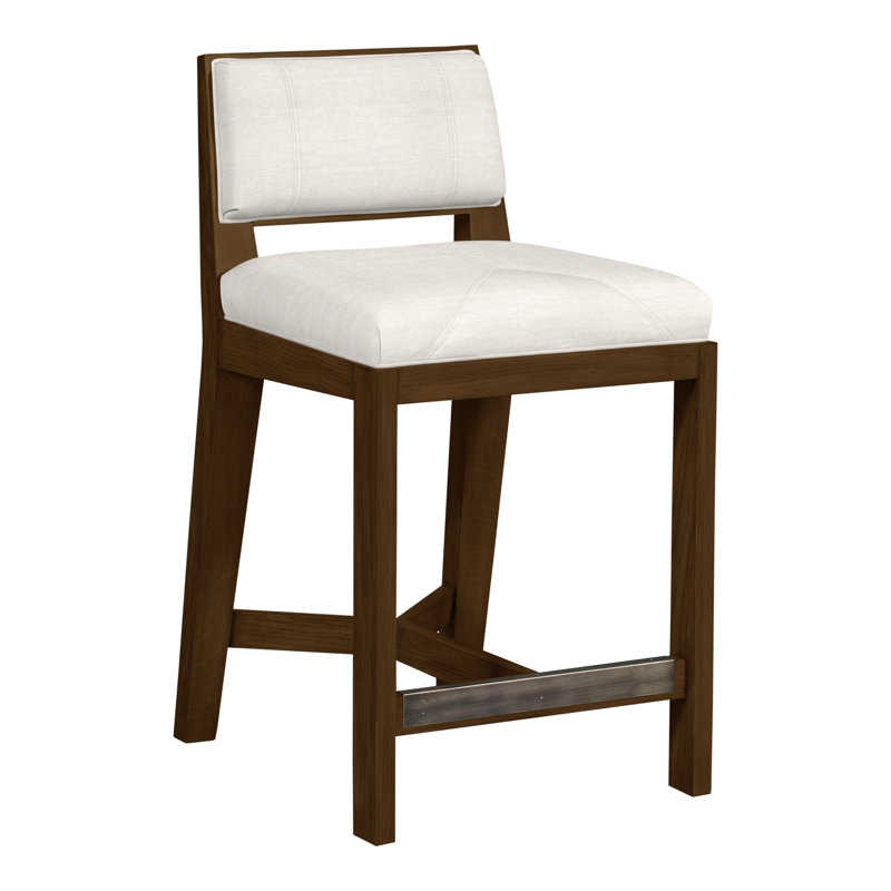 Scoville By Thom Filicia Upholstered Counter Stool with Solid Wood Frame, La Havane, Parchemin Nadia