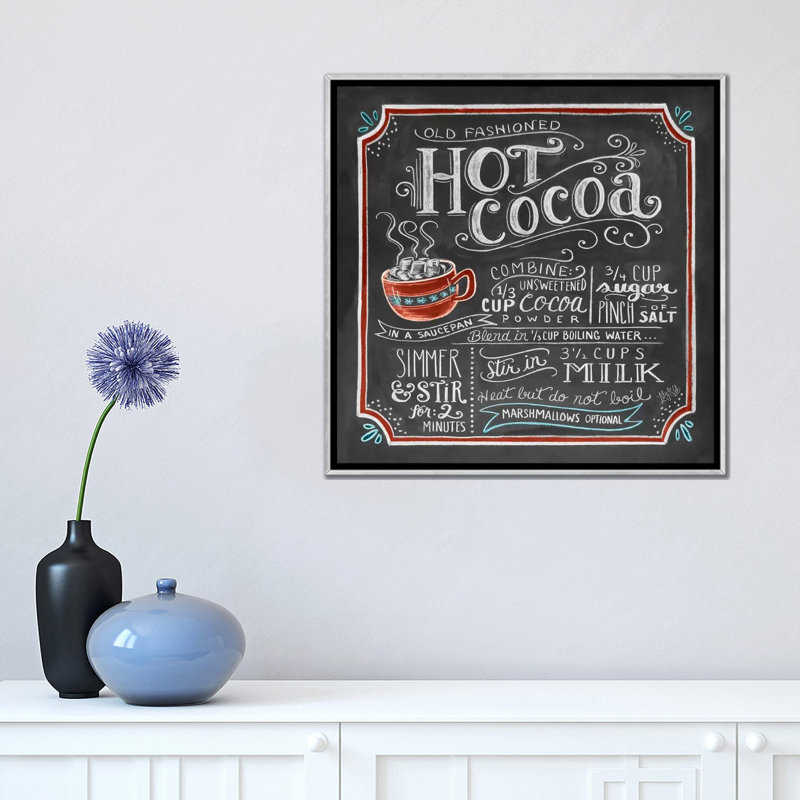 « Hot Cocoa recette » par Lily & Val-impression d’art textuel, Toile avec cadre argenté, Pas de tapis