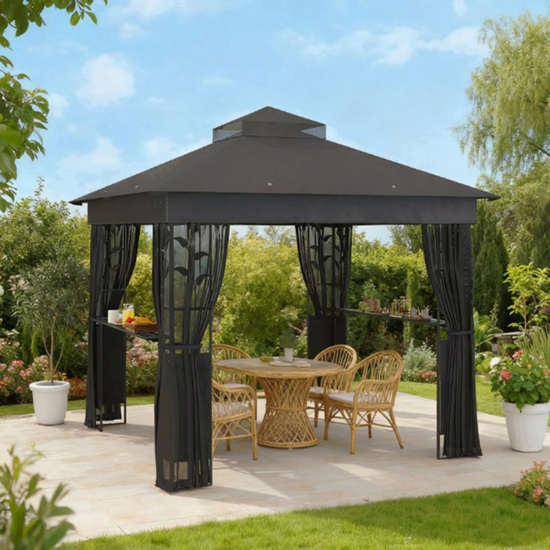 Gazebo, Mosquito Net For Outdoor Use With Shelves