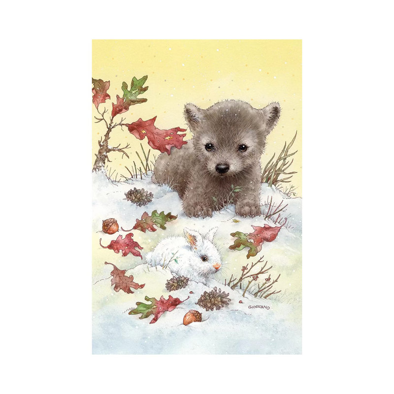 «Baby Wolf» par Giordano Studios - peinture sur toile tendue, H 18 po x l 12 po x 1,5 po